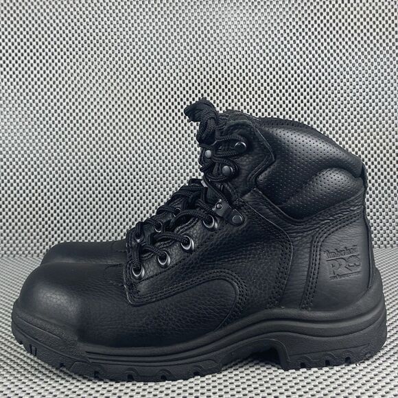 Timberland Pro Boots Womens 7.5 M Black Leather Composite Safety Toe Lace Up - Picture 2 of 11